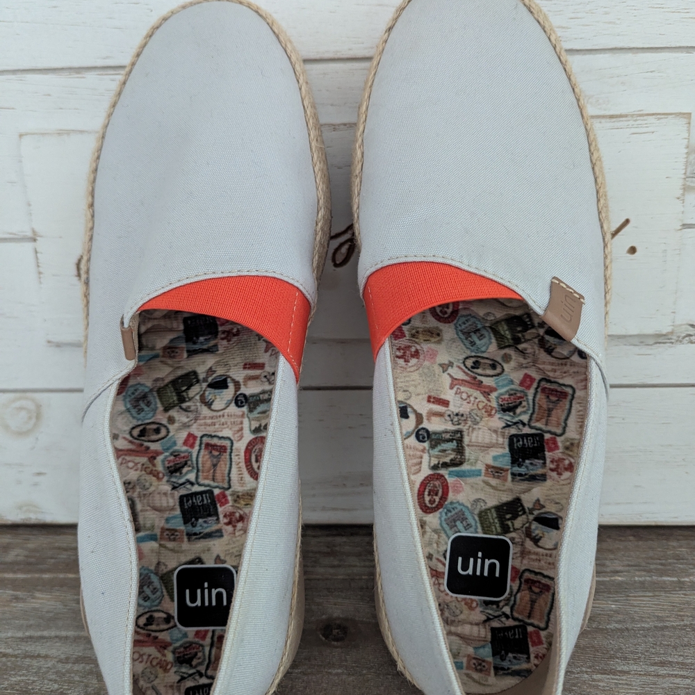 UIN Women's Casual Slip-On Shoes - Gray and Orange